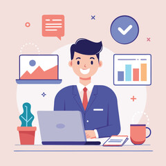 vector show a realistic single british business person