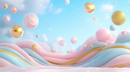 Colorful 3D Background with Decorative Elements