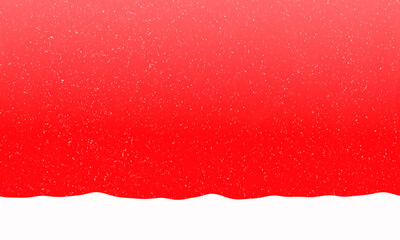 Christmas background, red background with snow, snowdrifts and falling snowflakes, free space for festive text, raster Christmas and New Year background