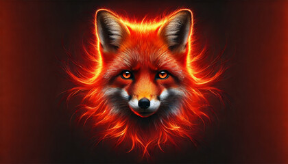 Obraz premium Mystical Red Fox with Glowing Flame Effect