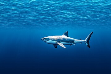Fototapeta premium Great white shark (Carcharodon carcharias) in the sea, Mexico, Guadalupe Island