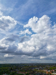Obraz premium High Angle View of Buildings at Downtown Central Northampton City of East Midlands Region of England Great Britain. Aerial Footage Was Captured with Drone's Camera From Medium High Altitude on April 2