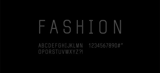 Modern and Elegant Fashion font type in minimalistic style alphabet and numbers vector collection
