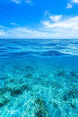 Obraz premium Waves and bubbles under the sea with a deep sea ambiance