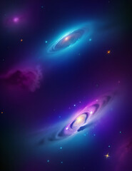 Naklejka premium Cosmic Nebula Background in Vibrant Colors with Stars and Glowing Dust for Space-Themed Displays