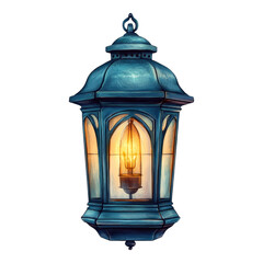 A vintage lantern with a warm glow, featuring intricate glass panels and a classic metal design, set against a dark background.
