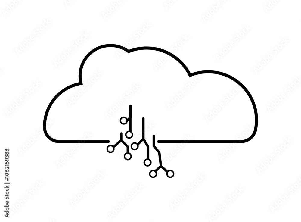 Wall mural Cloud based sharing line icon,cloud computing line icon
