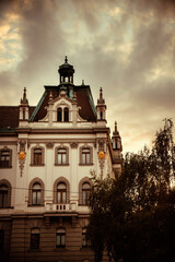 Obraz premium Ljubljana city on the banks of Ljubljanica river
