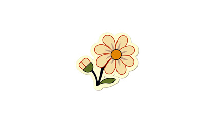 Vector illustration of a sticker with a cartoon classic flower	