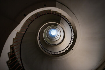Fototapeta premium Spiral staircase in Ljubljana's Skyscraper