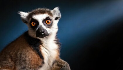 Fototapeta premium a ring-tailed lemur focused on the camera, surrounded by sharp trees in the background