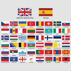 Set of all European countries flags collection illustration vector