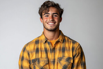 Fototapeta premium Portrait of smiling white cute teenage boy