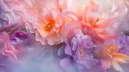 Fototapeta premium Whimsical Floral Dreamscape with Soft Pastels