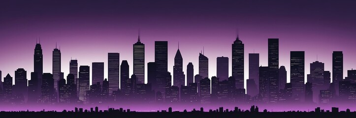 Obraz premium cityscape silhouette north american themed banner with purple backdrop. light blinds background