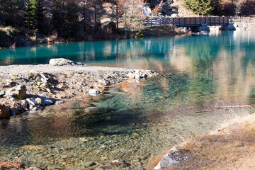 Colorful Lake in the Mountains of South Tyrol, Martell, Vinschgau