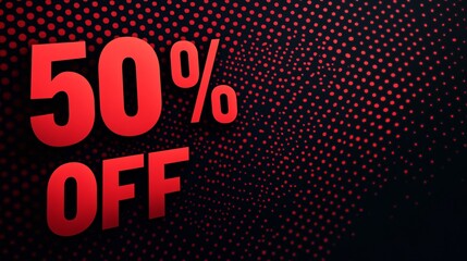 50% off text black banner