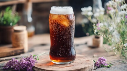 A handcrafted artisanal small-batch root beer brewed with traditional herbs like sassafras and vanilla