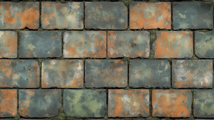 Obraz premium A brick wall with a green and brown color scheme