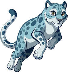 snow leopard jump on white background
