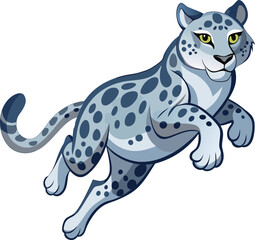 snow leopard jump on white background