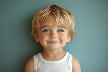 Naklejka premium portrait of an white little boy with a smile