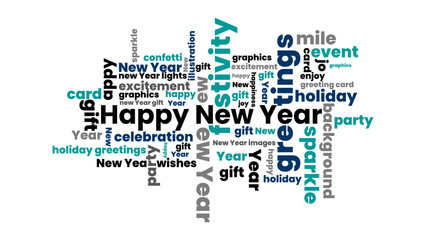 Celebrate Happy New Year 2025 Text with Typographic Message Festive Decoration t shirt Design