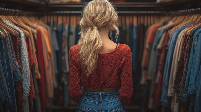 Woman organizing her closet, symbolizing the ongoing need to declutter and maintain an organized home