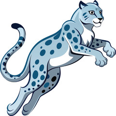 snow leopard jump on white background