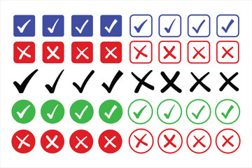 Check marks and crosses big set collection vector