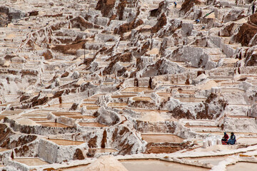 backpacking peru: mara salt mines in sacred valley close to urubamba