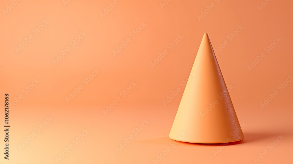 Sticker a simple, minimalistic cone shape displayed on an orange background, emphasizing design and color ha