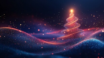 Obraz premium Illustration of a modern Christmas background with a tree in one line