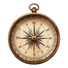An antique compass with a detailed rose design, showcasing cardinal directions against a dark background.