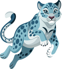 snow leopard jump on white background