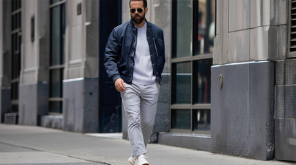 Fototapeta premium person walking on the street