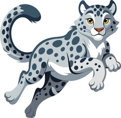 snow leopard jump on white background