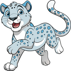 snow leopard jump on white background