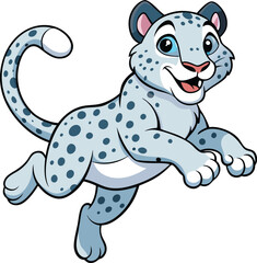 snow leopard jump on white background