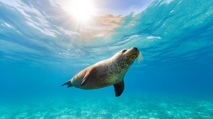 Aquatic Realm: An elephant seal explores the rich aquatic realm beneath the surface.