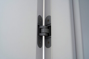 Detail of door hinge. This is an interior door.