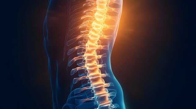 Glowing Spine Illustration: Anatomical View with Orange Highlight
- Powered by Adobe