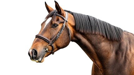 Obraz premium Portrait of a brown horse with a white patch on its forehead 