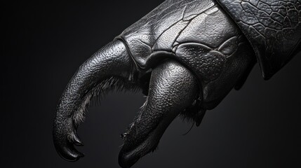 Close-up of a Beetle's Black and Shiny Mandible