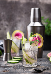 Cocktail with cucumber and radish