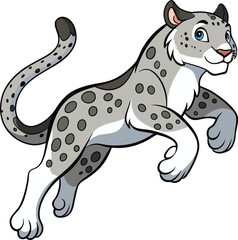 snow leopard jump on white background