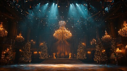 Obraz premium Elegant New Year's Eve Ballroom Setup with Decorations