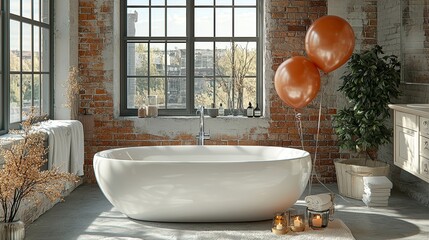 Elegant Bathroom Decorated for New Year's Celebration