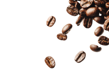 Coffee Beans Falling on Black Background.