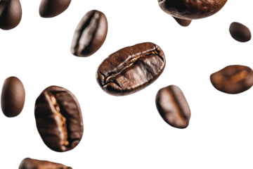 Coffee Beans Falling On Black Background.